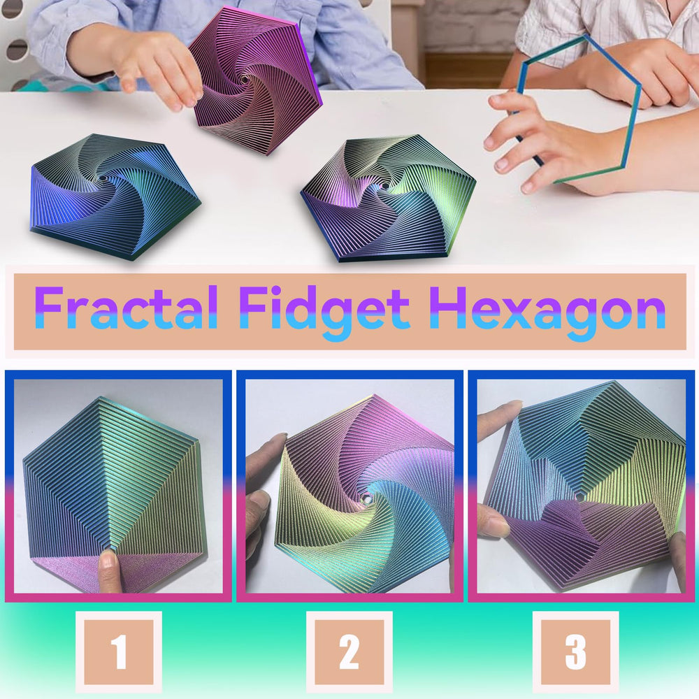 QIGGJJ Fractal Fidget Hexagon side view shows spiral motion for calm concentration.