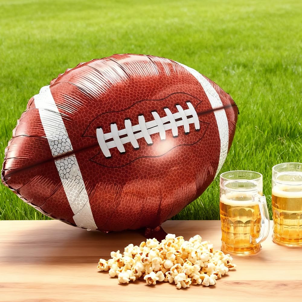 QIHOMPIB football balloons 12-pack used as party favors.