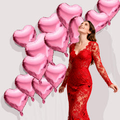 QIHOMPIB rose-pink heart balloons ideal for wedding backdrops.