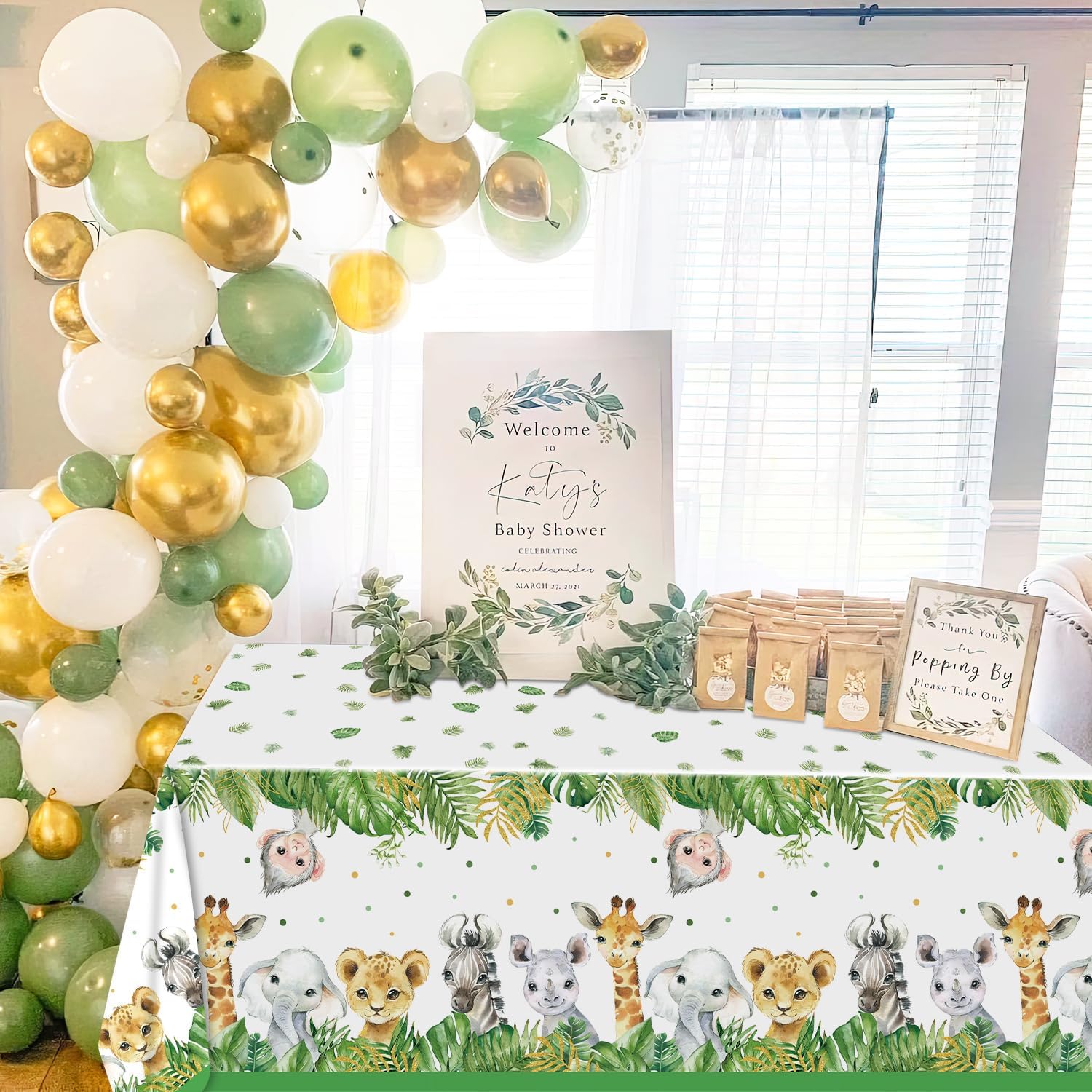 QIYANPAX durable plastic tablecloth protects tables during celebrations.