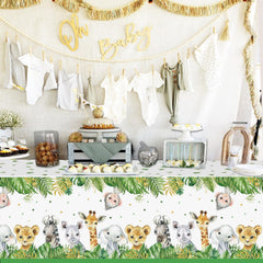 QIYANPAX easy-clean plastic tablecloth for quick cleanup.