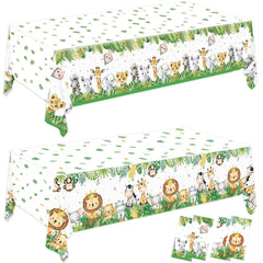 QIYANPAX safari tablecloth with animal designs for parties.