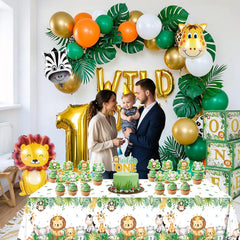 QIYANPAX Wild One safari tablecloth for baby shower decorations.