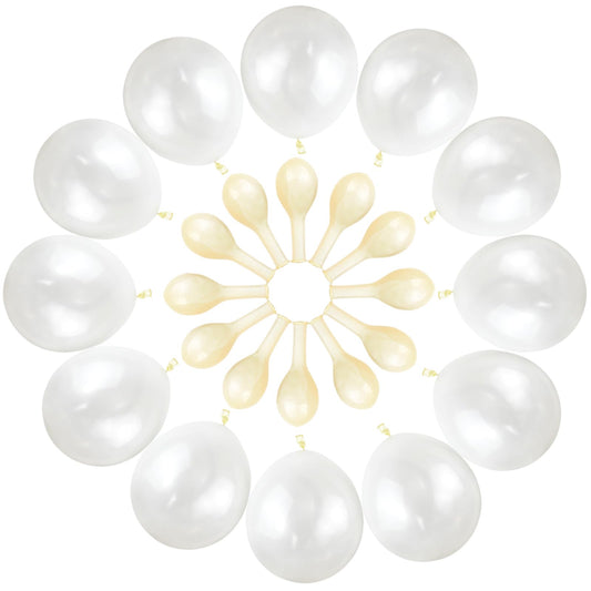 QIKOOLAA royal white 12in balloon arch setup for elegant backdrops