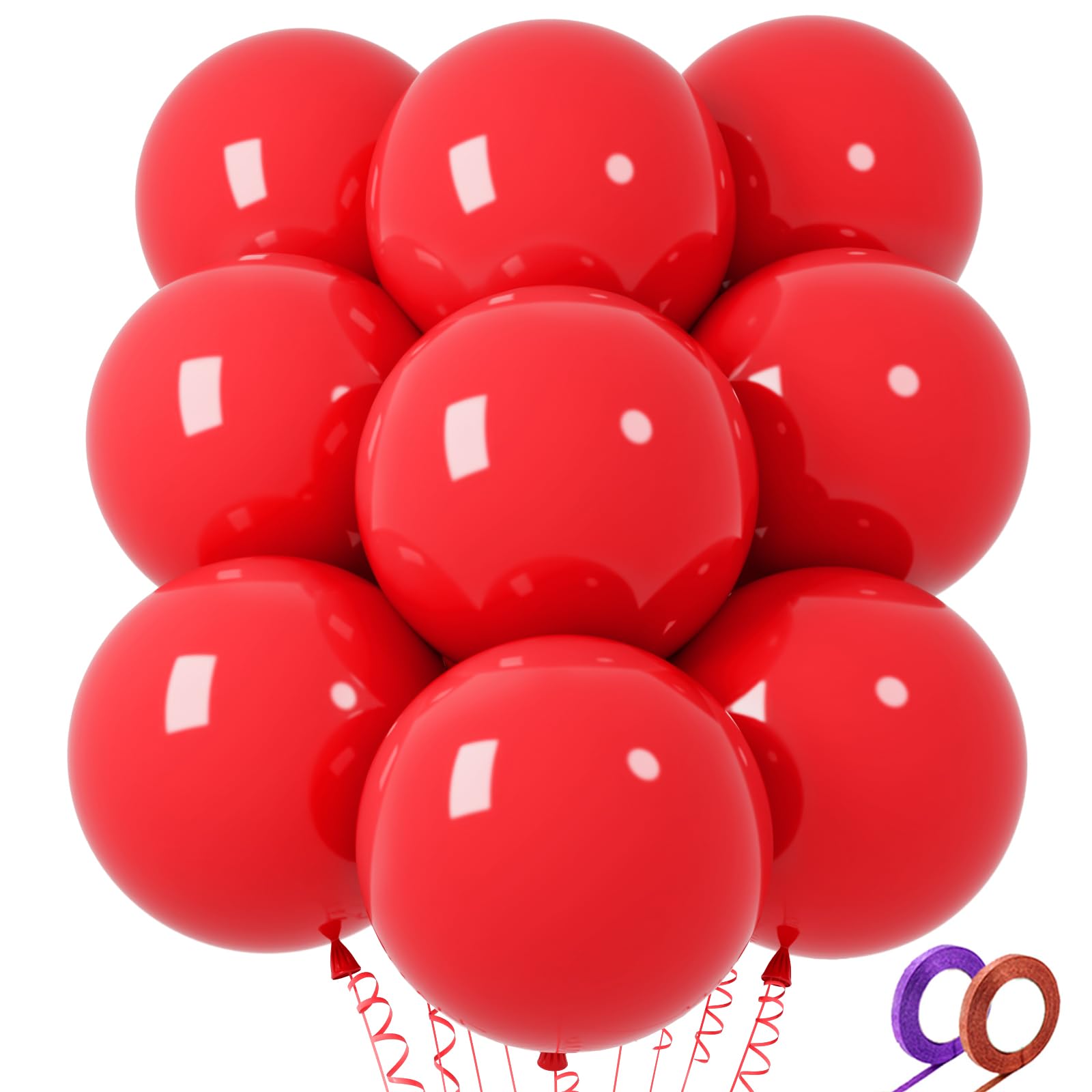 QIKOOLAA red 18-inch balloons pack for party color pops and photo backdrops.
