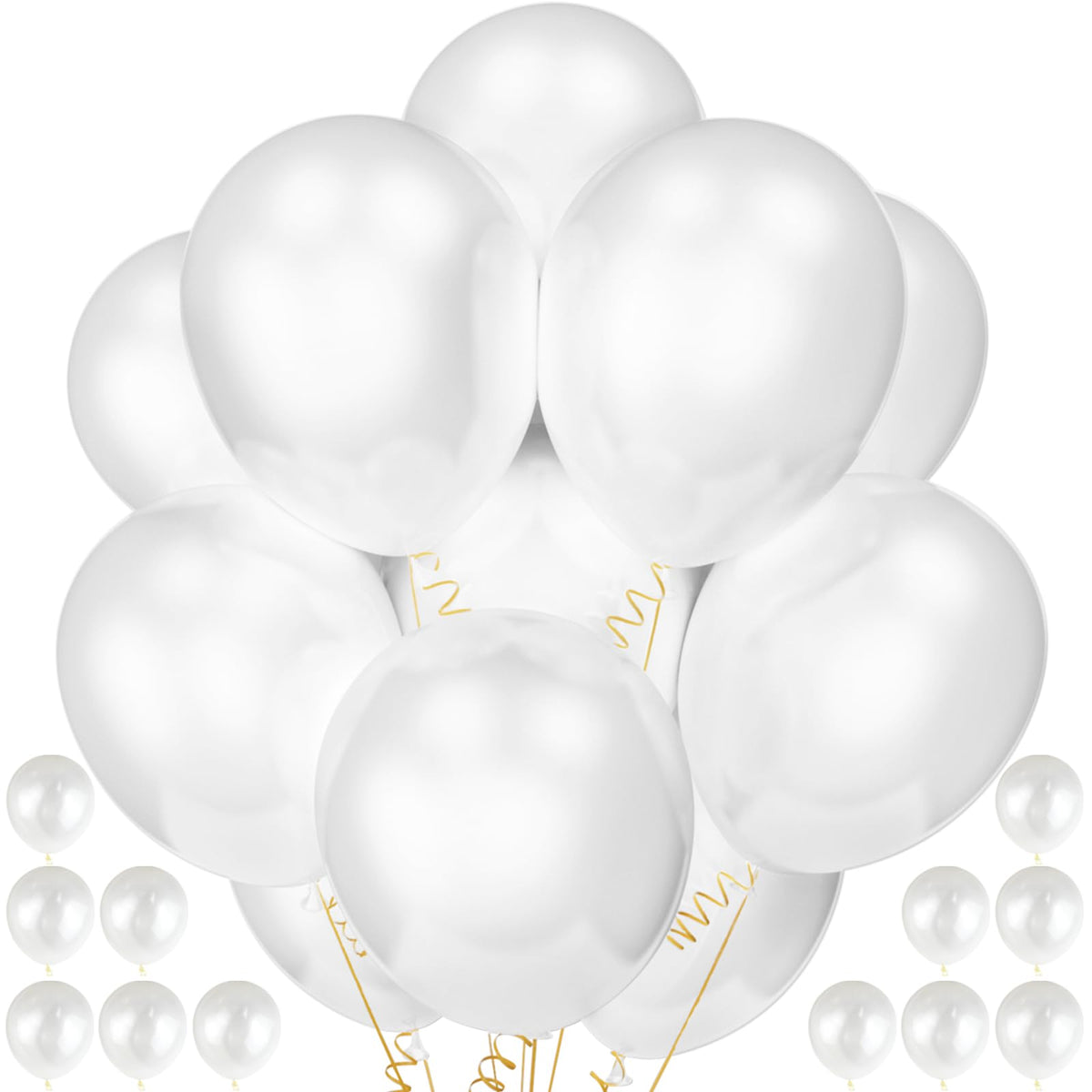 QIKOOLAA royal white 12in balloons pack for stunning party arches and decor