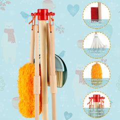 Qilay wooden dustpan for kids, toddler-friendly cleanup pretend play