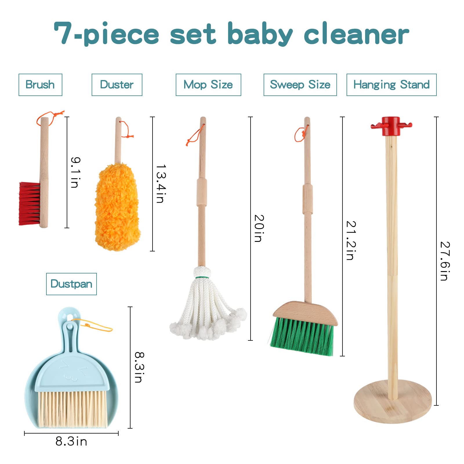 Qilay wooden hanging stand, easy storage for all cleaning tools
