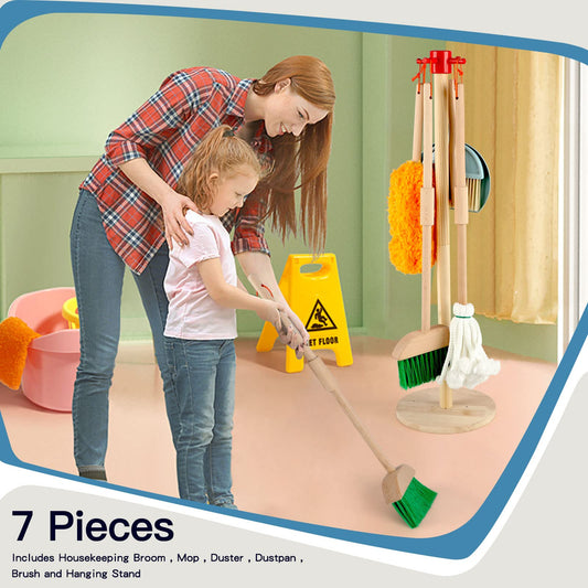 Qilay wooden mop for kids, realistic tool to boost imaginative cleaning play