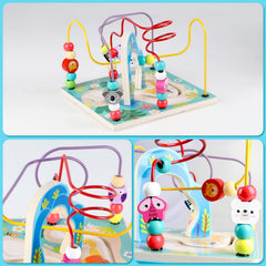 Qilay wooden activity cube detachable top and bottom for easy storage.