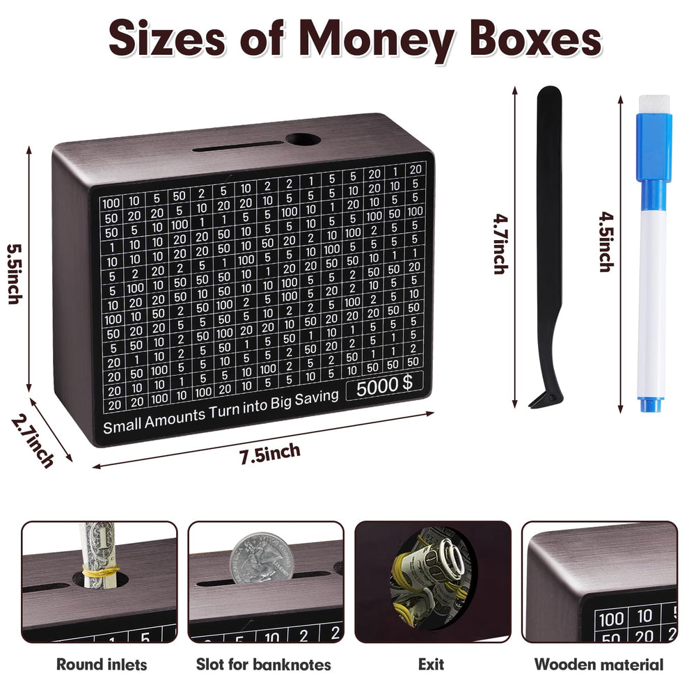 Qimshemi Piggy Bank with 8 savings goal sheets for clear target tracking.