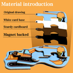 QimuMku Construction Vehicles puzzle, beginner problem-solving with magnets.