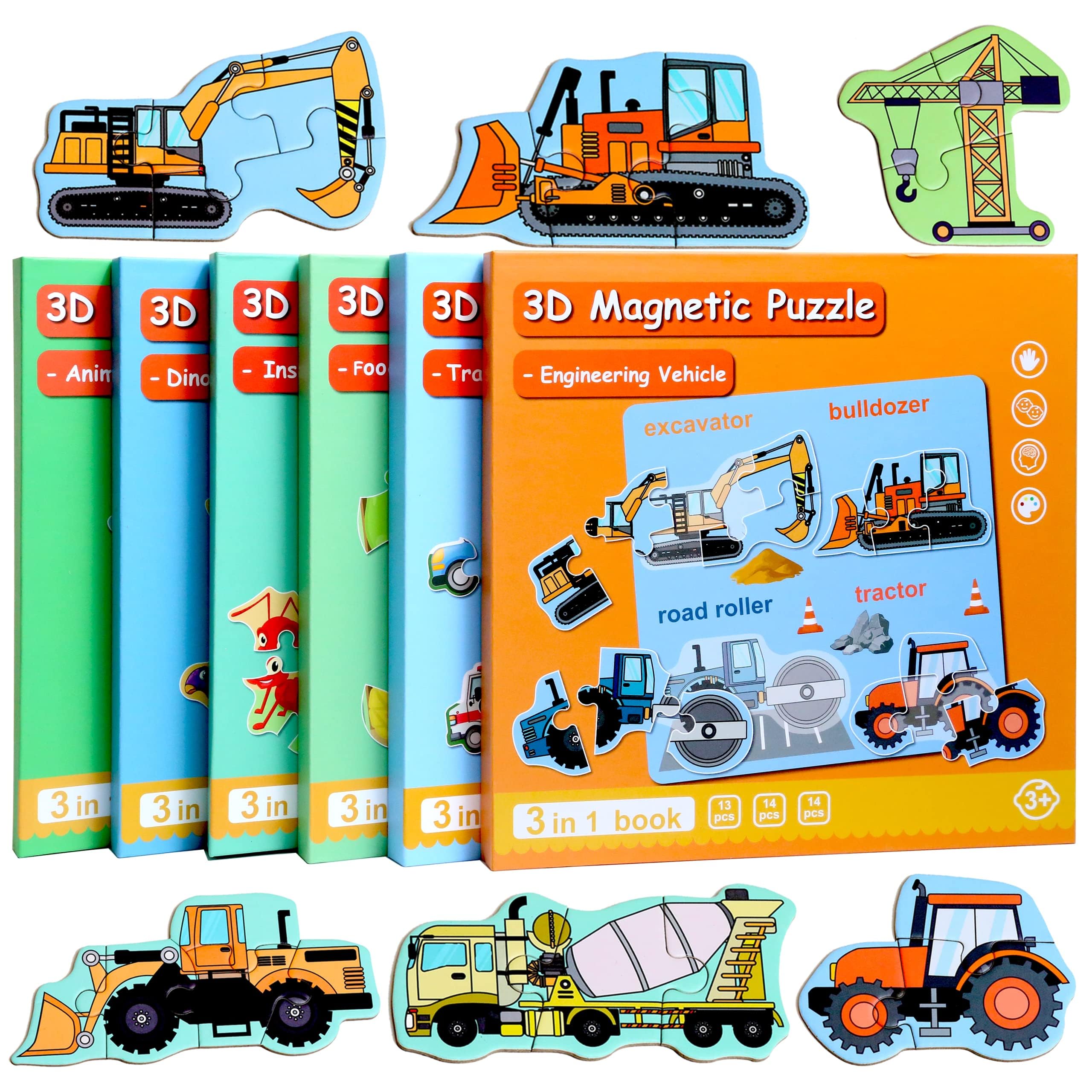 QimuMku Excavator Puzzle on fridge, magnetic learning for travel days.