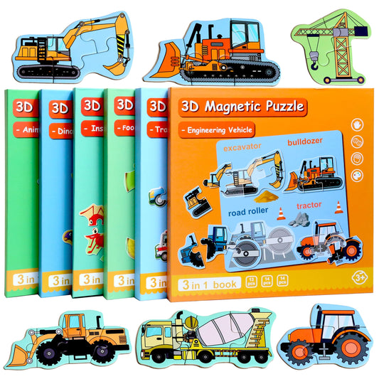 QimuMku Excavator Puzzle on fridge, magnetic learning for travel days.