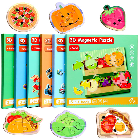 QimuMku magnetic puzzle dinosaurs theme enhances shape recognition during travel.