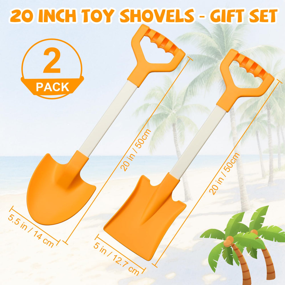 QINGLER 20-inch orange beach shovel 2-pack kids holding for creative sand play