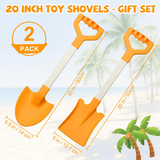 QINGLER 20-inch orange beach shovel 2-pack kids holding for creative sand play
