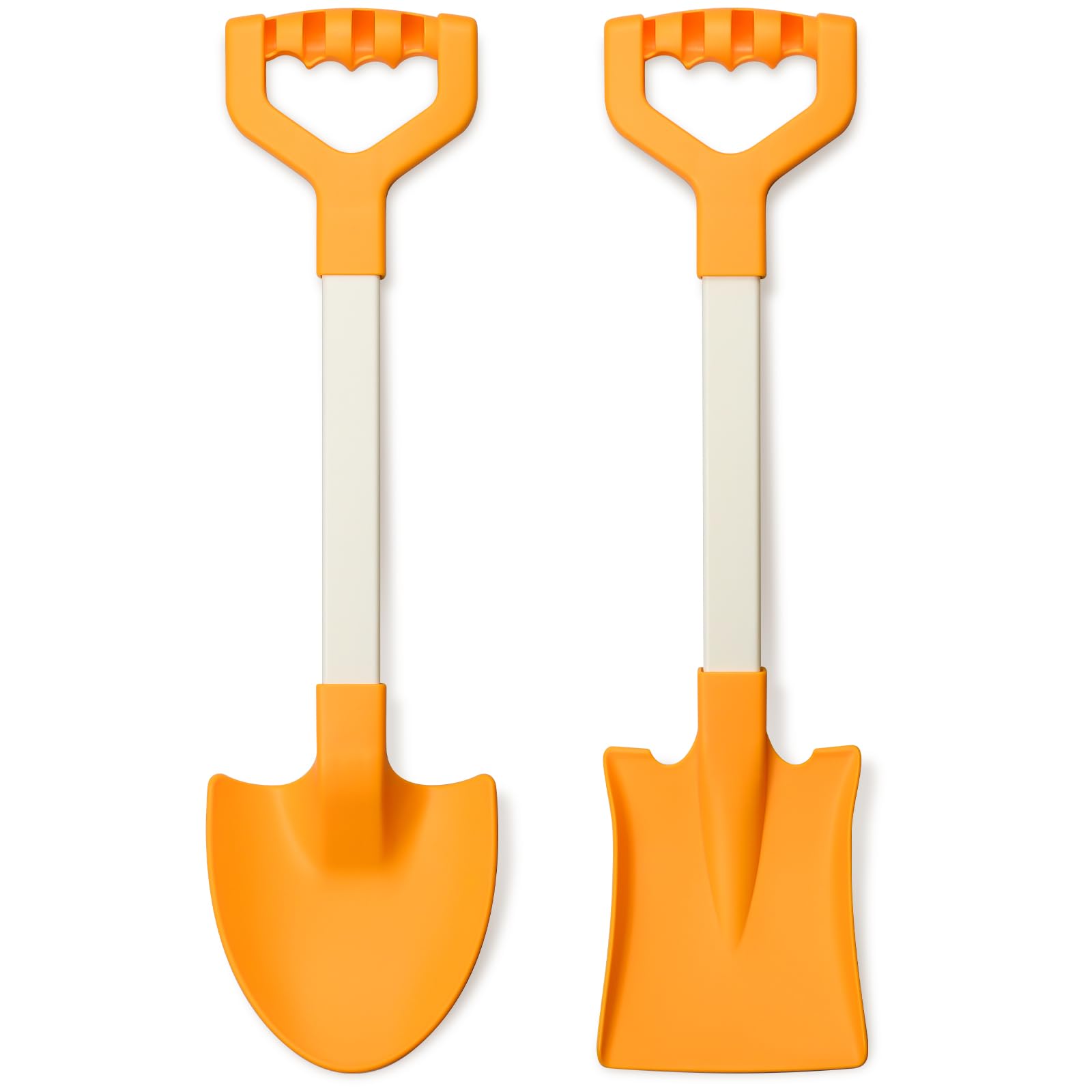 QINGLER 20-inch orange beach shovel 2-pack package image for family-friendly packaging