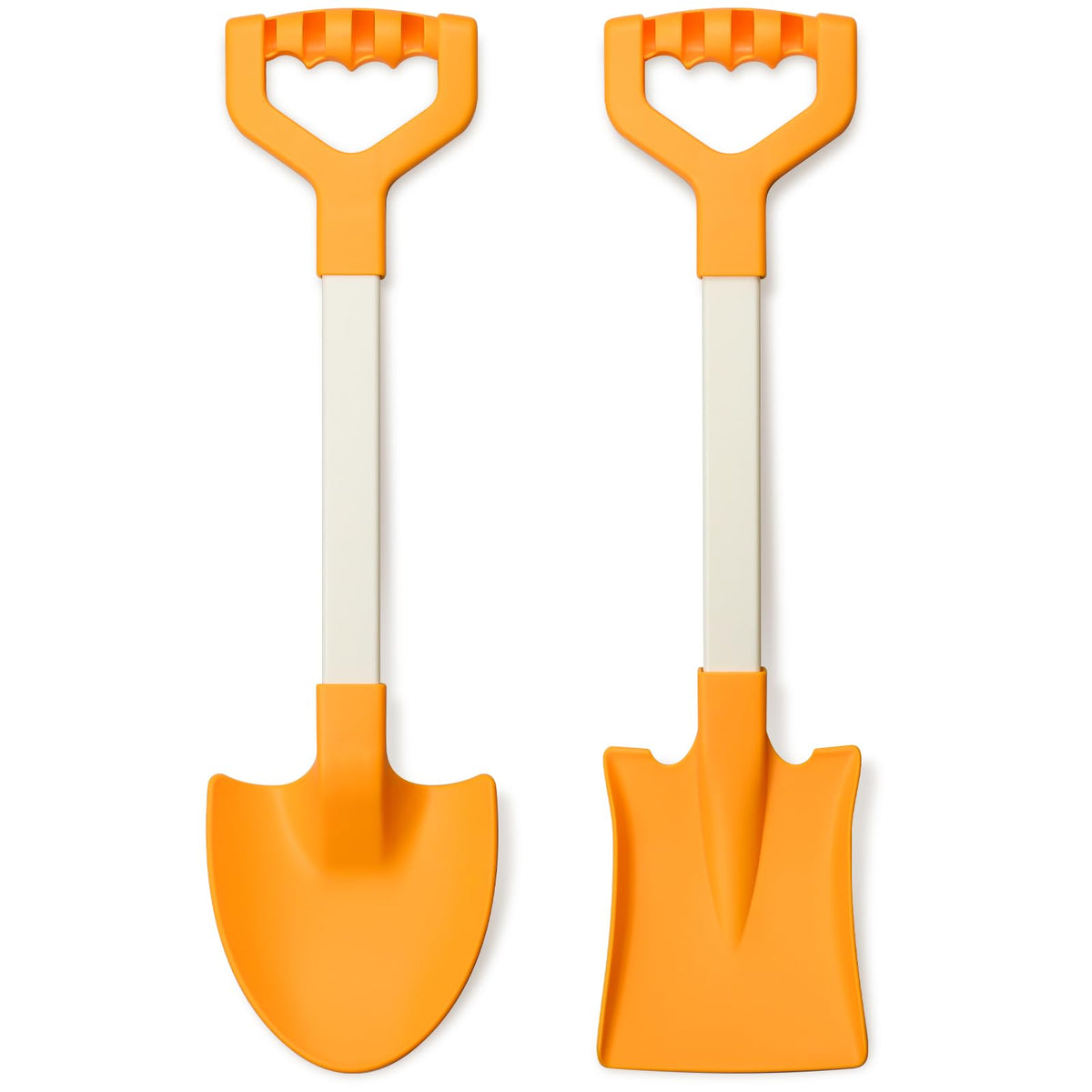 QINGLER 20-inch orange beach shovel 2-pack package image for family-friendly packaging