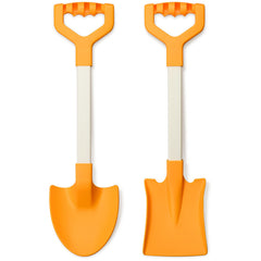 QINGLER 20-inch orange beach shovel 2-pack package image for family-friendly packaging