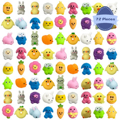 QINGQIU Easter Mochi Squishies array featuring eggs and bunnies for Easter fun.