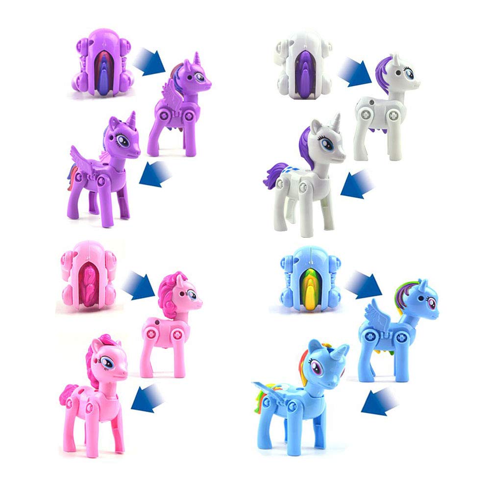 QINGQIU unicorn toy inside deformation egg encourages imaginative play and creative setup.