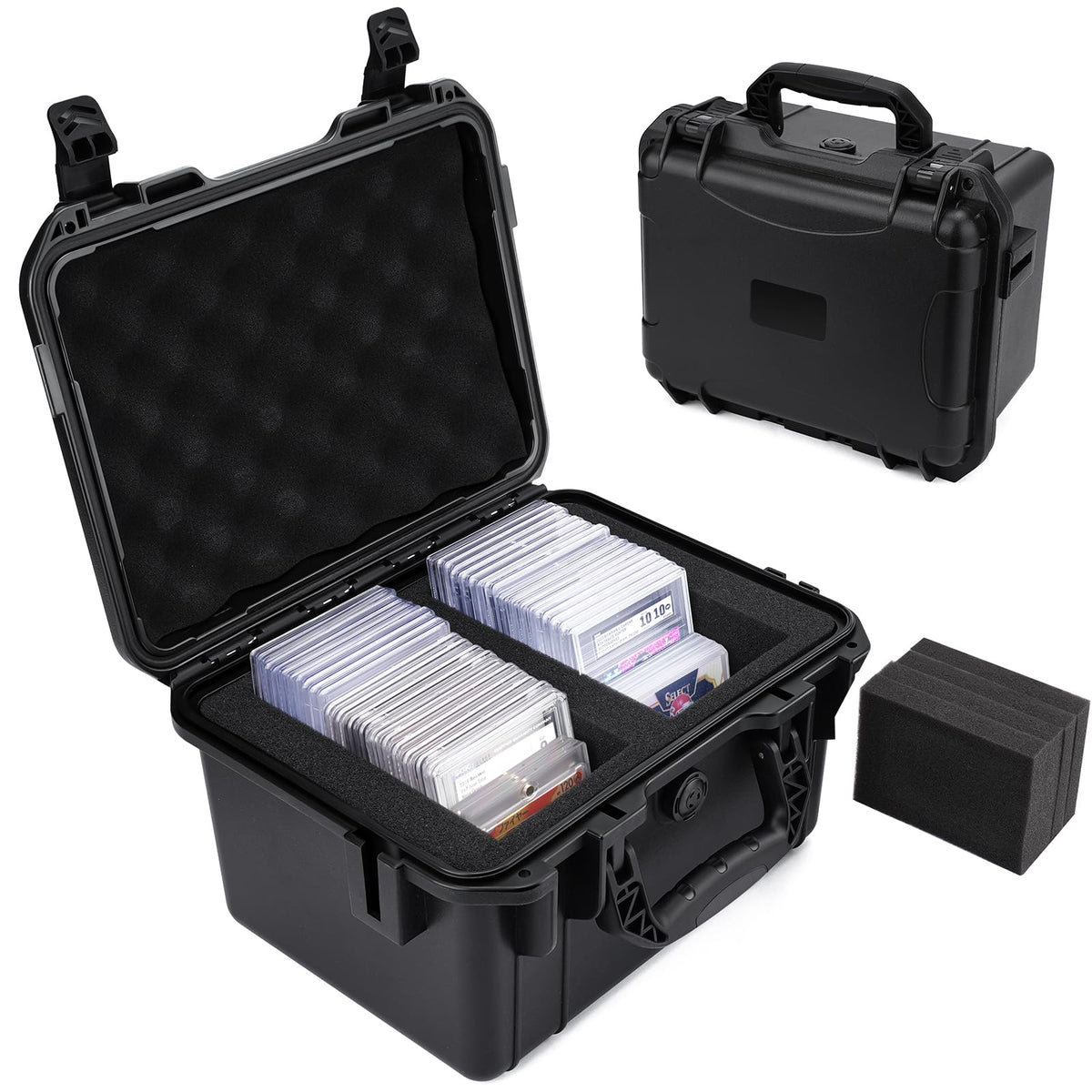 QINGUANG graded card storage box front view with expansive capacity for multiple cards.
