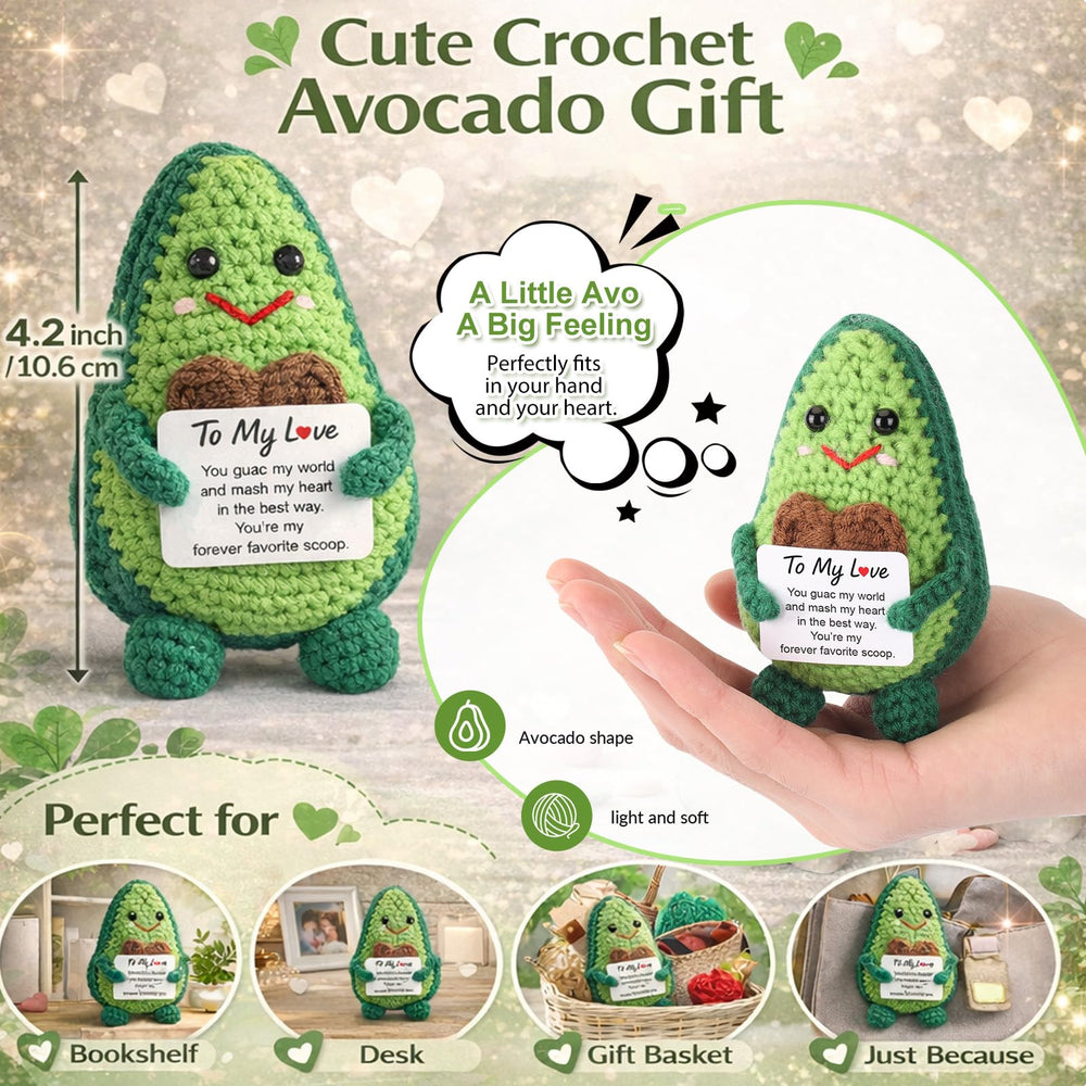 Qinthory avocado plush on desk or shelf display.