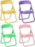 Qintreesify 5pc multicolor folding chairs at 1:12 scale for realistic dollhouse scenes.
