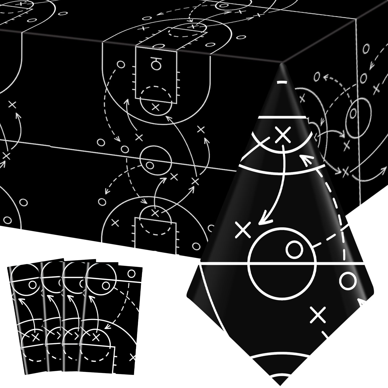 Qinyoung basketball tablecloth 4-piece pack covers large tables and protects surfaces.