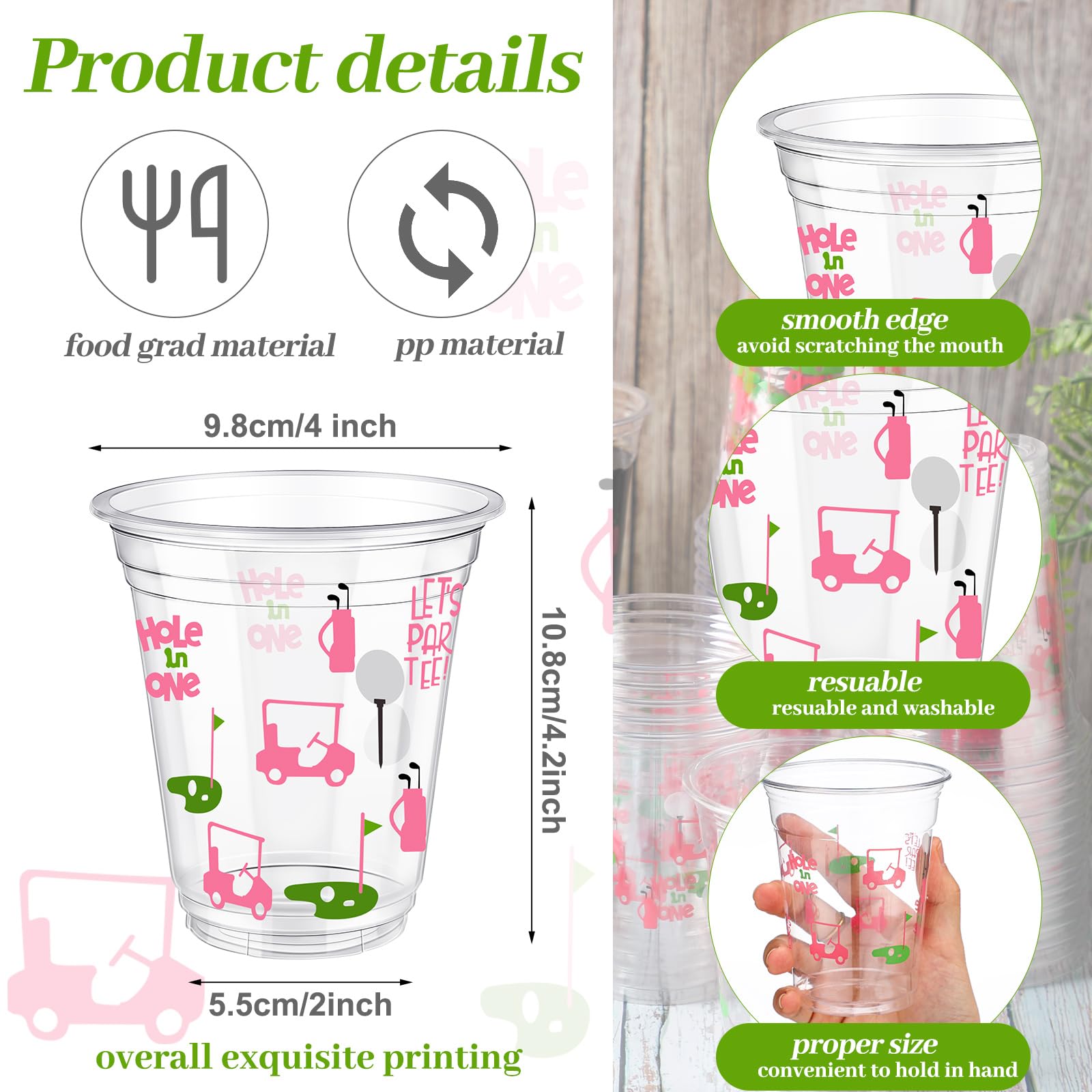 Qinyoung golf party table setup cups brighten decor and vibe.