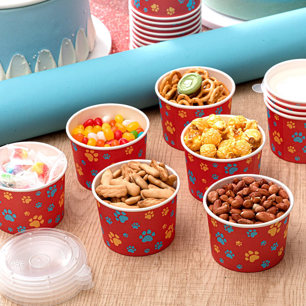 Qinyoung paw-theme cups with lids, party-ready design