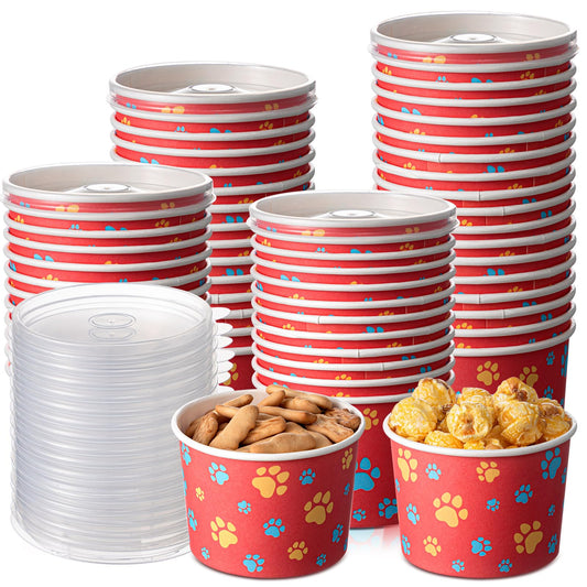 Qinyoung paw print ice cream cups with lids for dogs, 8 oz capacity