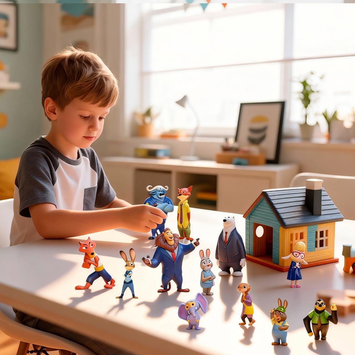 QIOJIRMU city adventure sloth figure adds gentle, imaginative city scenes