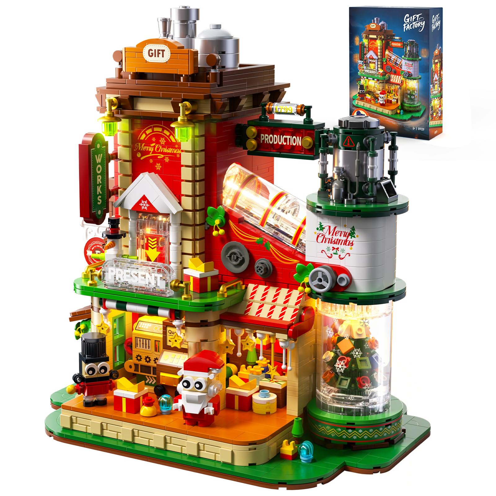QiqoPoyee Christmas factory building set with 2775 pieces for immersive construction fun