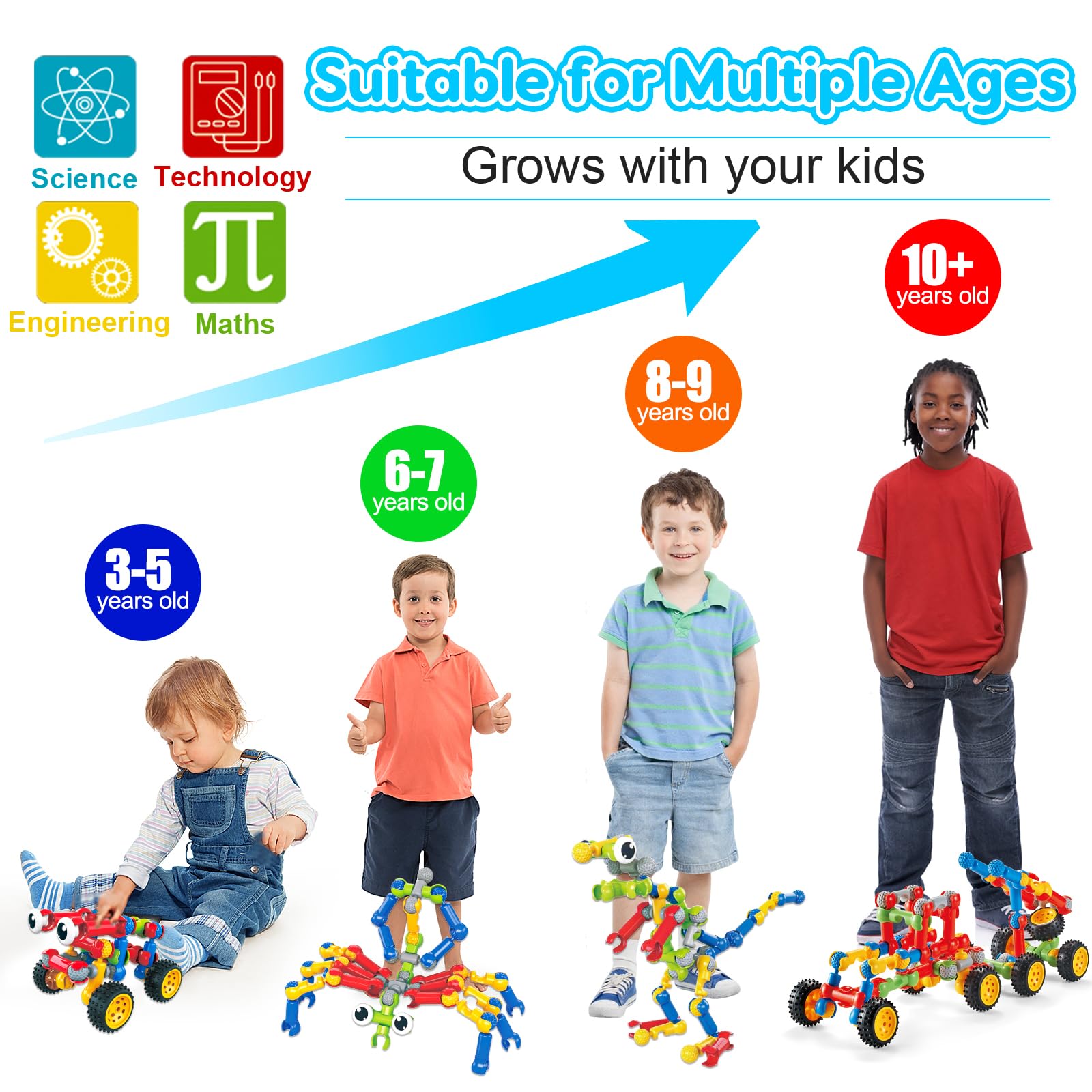 Qirptey race car model built from blocks, promoting imaginative play.