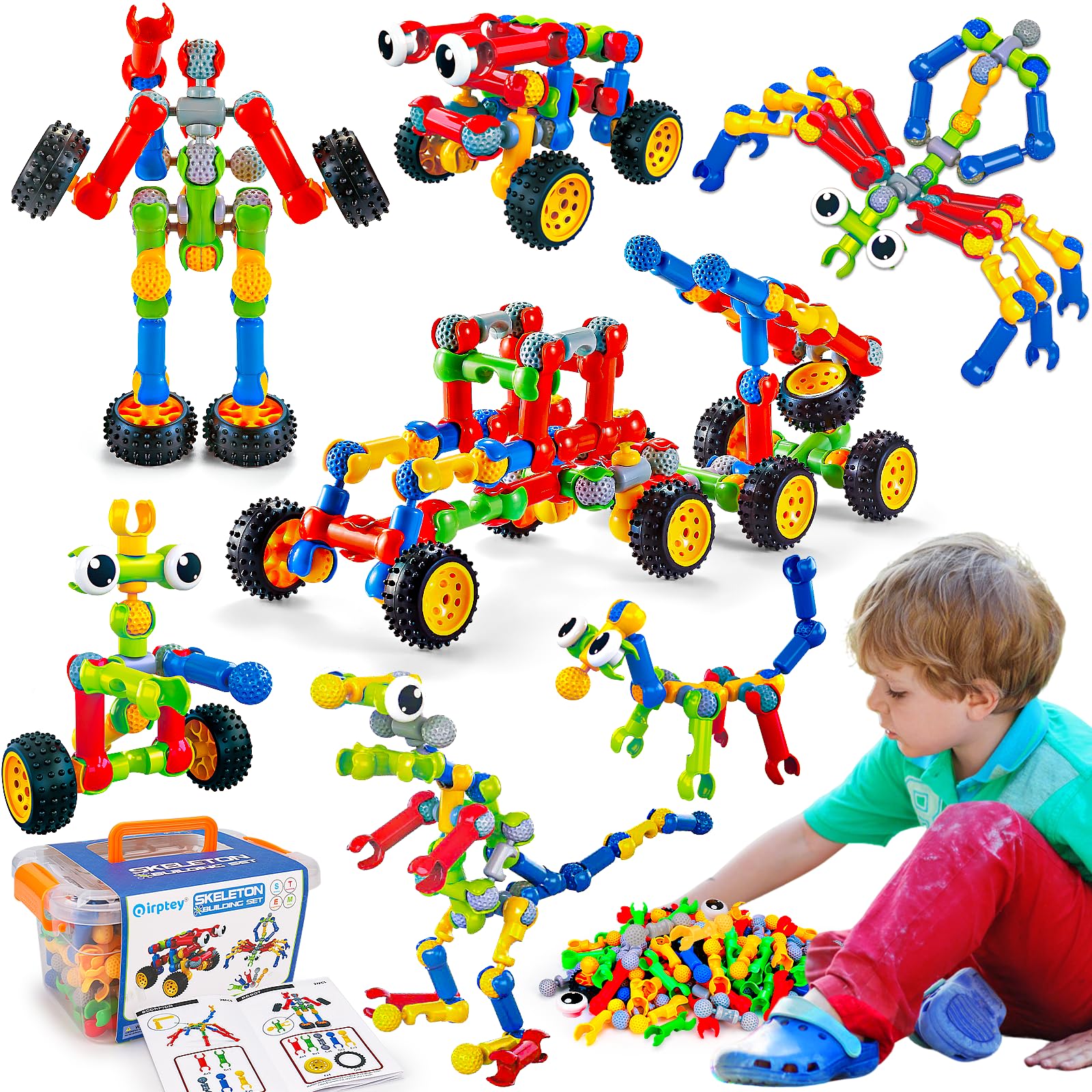 Qirptey kids STEM building toys with 125 pieces, ready for creative assembly.