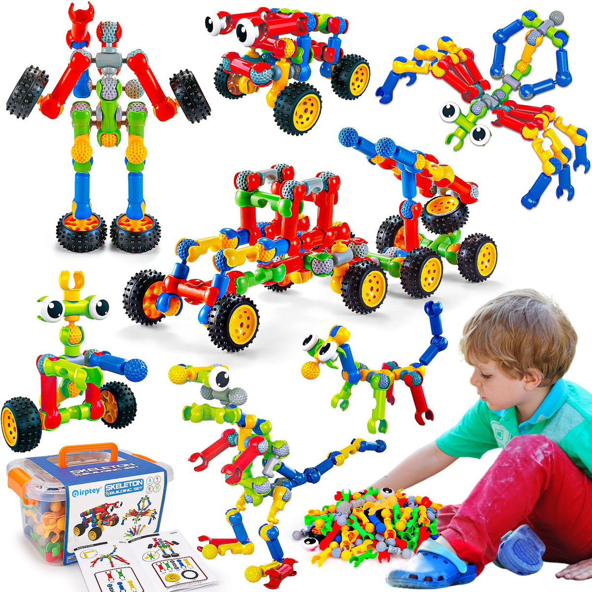 Qirptey kids STEM building toys with 125 pieces, ready for creative assembly.