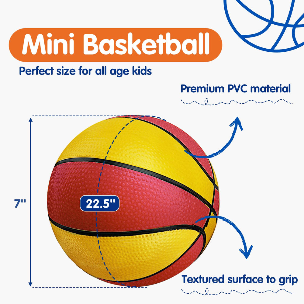 Qirptey colorful mini basketballs with pump for quick inflation and play readiness.