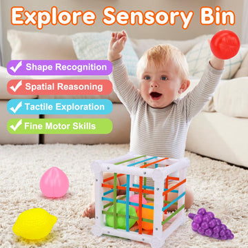 Qirptey shape sorter boosts hand-eye coordination and problem solving.