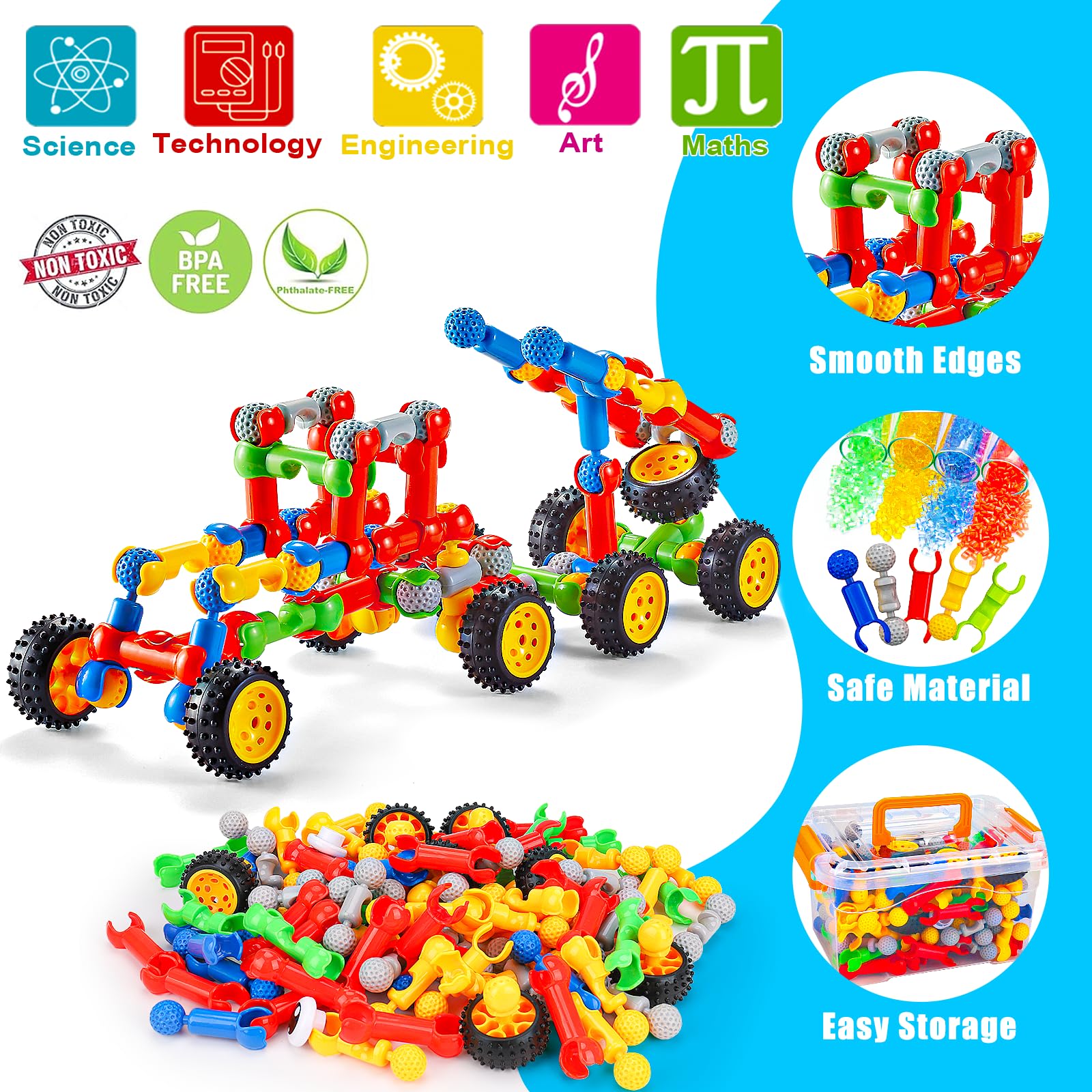 Qirptey storage box keeps blocks organized for easy transport.