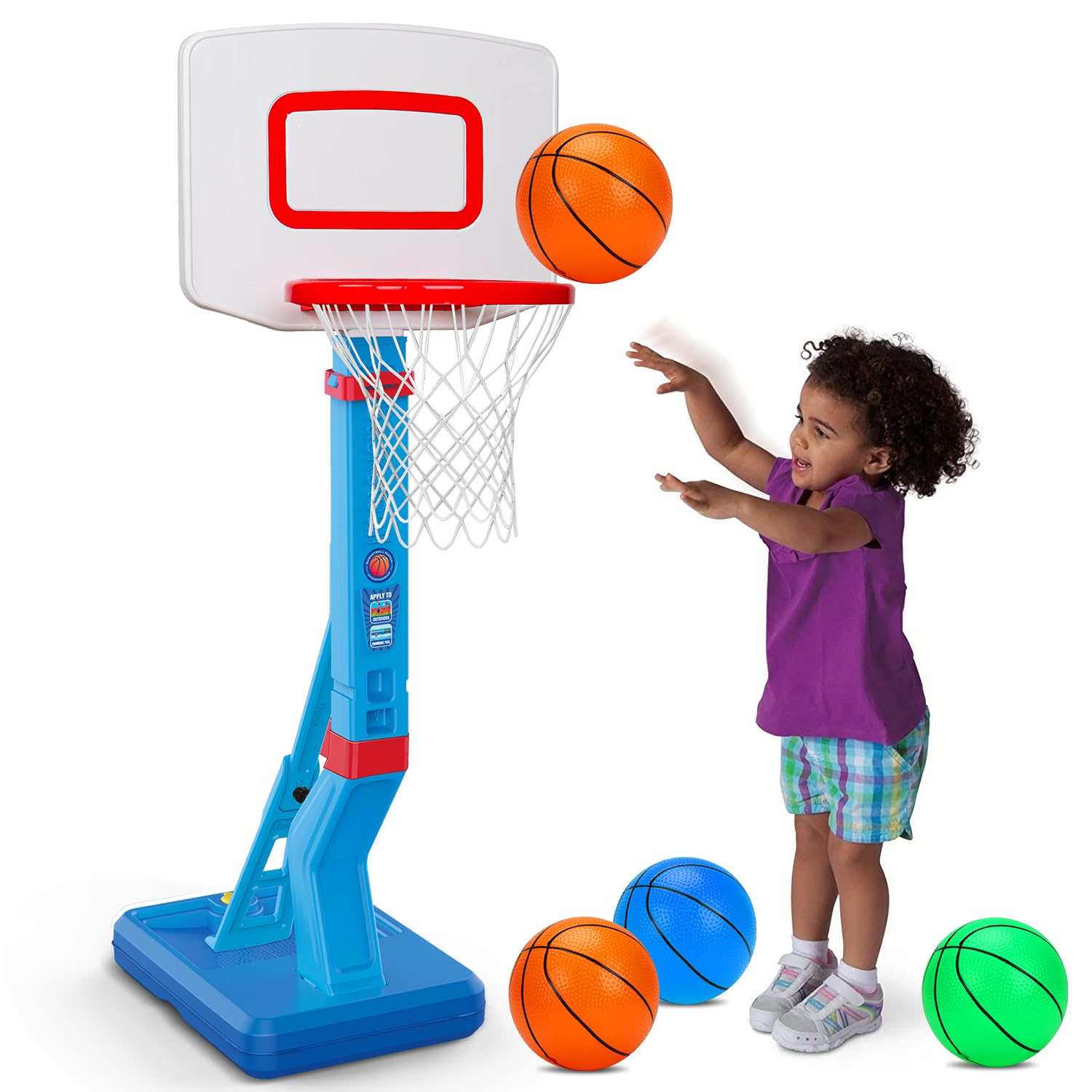 Qirptey toddler basketball hoop ready for backyard play and quick setup.