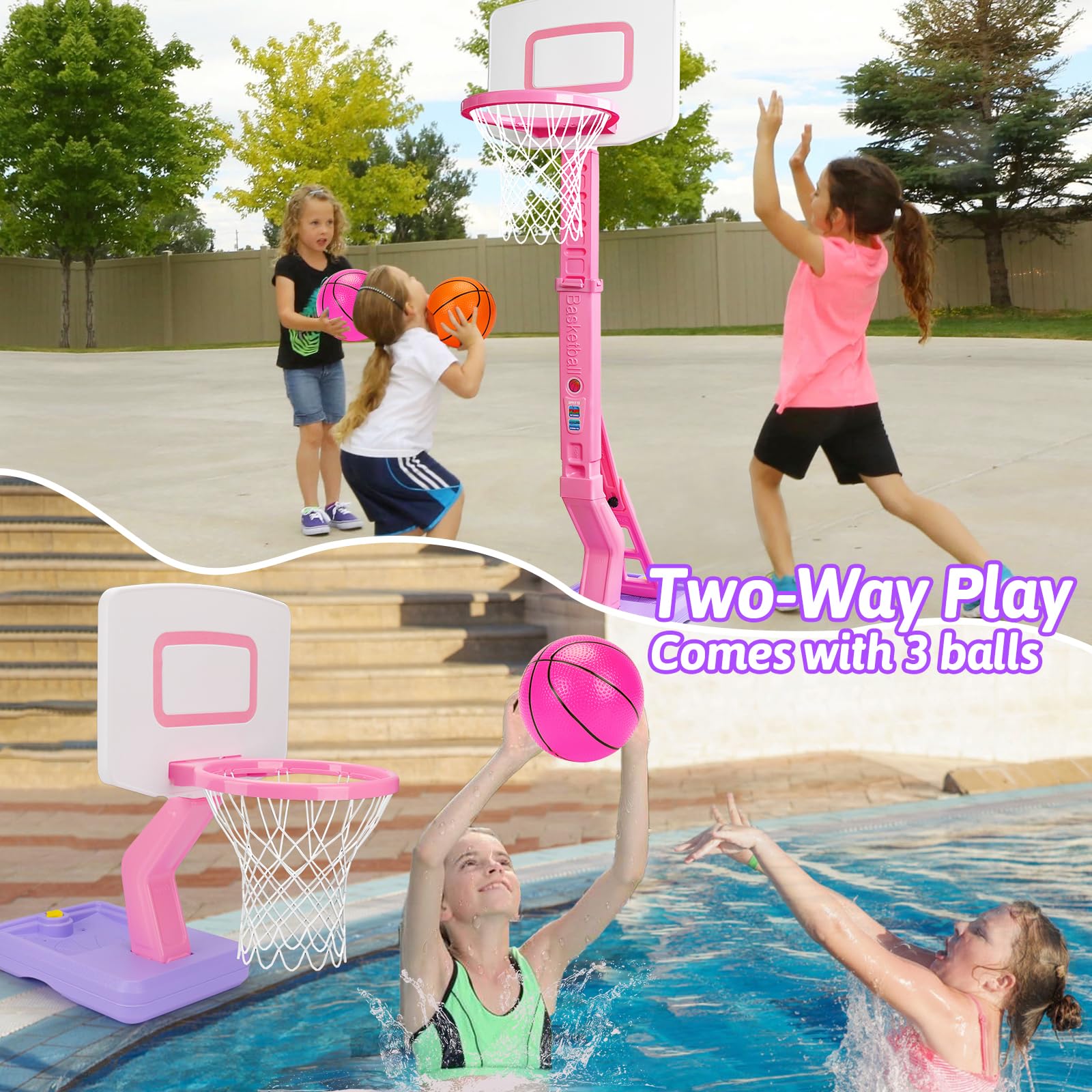 Qirptey assembled hoop setup with sturdy base for stable play