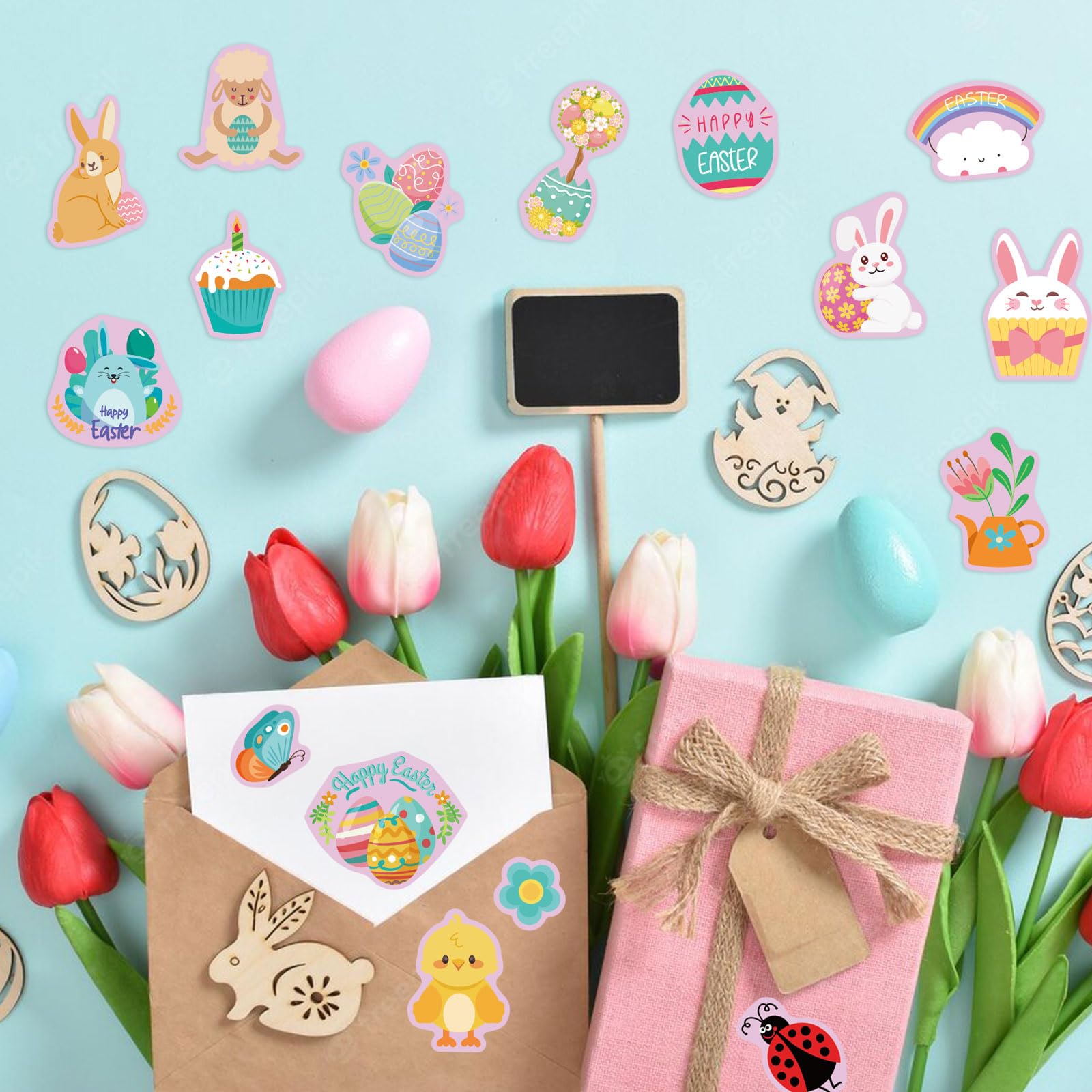QIRUIMI Easter stickers envelope seals add festive flair to gifts
