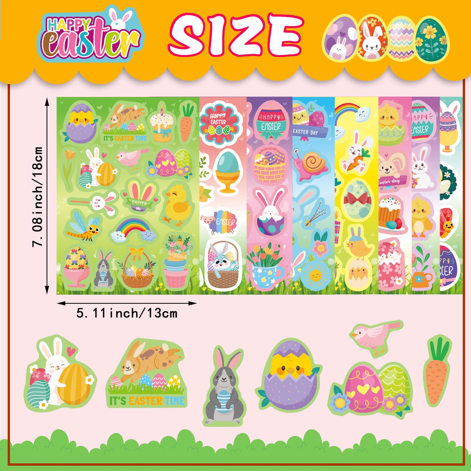 QIRUIMI Easter stickers on a skateboard provide vibrant embellishments
