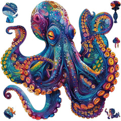 Qiuenisray ocean octopus puzzle assembly shows vibrant wooden design for family time.