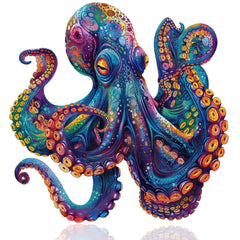 Qiuenisray octopus ocean wooden puzzle panel, ideal for wall display.