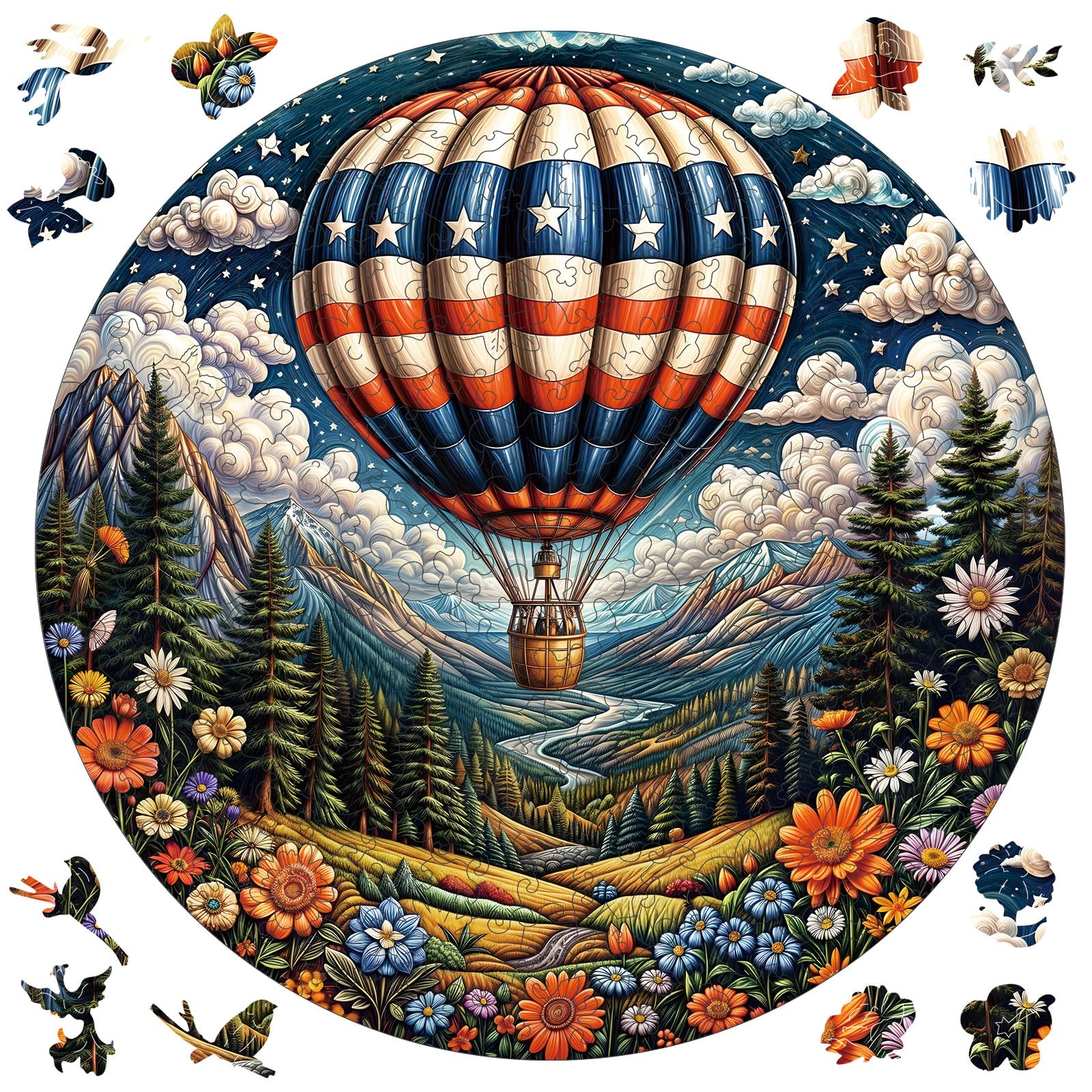 Qiuenisray wooden balloon puzzle 3D vision enhances focused, calming playtime