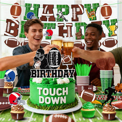 QIYANPAX football cake topper image adds a focal point to the sports-themed cake