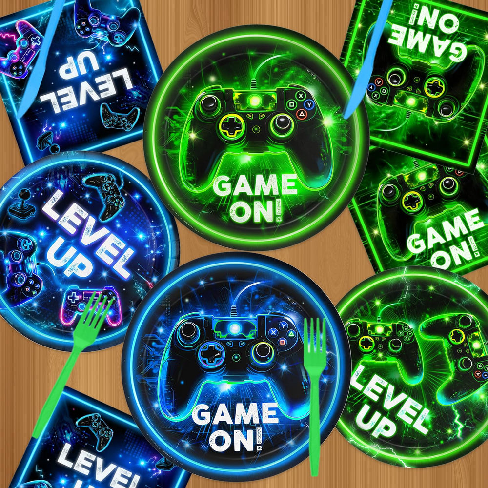 QIYANPAX video game dessert plate neon design A brightens the dessert table